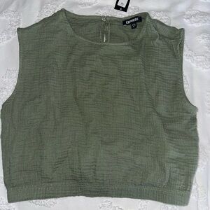 Express Green Ribbed Crop Tank Top